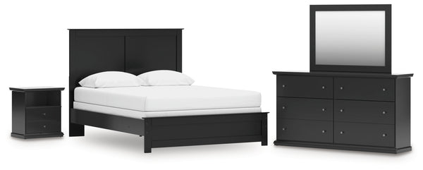 Maribel Queen Panel Bed with Dresser, Mirror and Nightstand