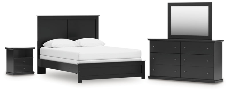 Maribel Queen Panel Bed with Dresser, Mirror and Nightstand