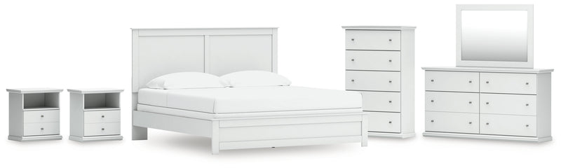 Bostwick Shoals King Panel Bed, Dresser, Mirror, Chest and 2 Nightstands