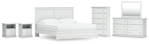 Bostwick Shoals King Panel Bed, Dresser, Mirror, Chest and 2 Nightstands