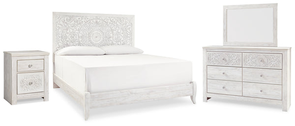 Paxberry King Panel Bed, Dresser, Mirror and Nightstand