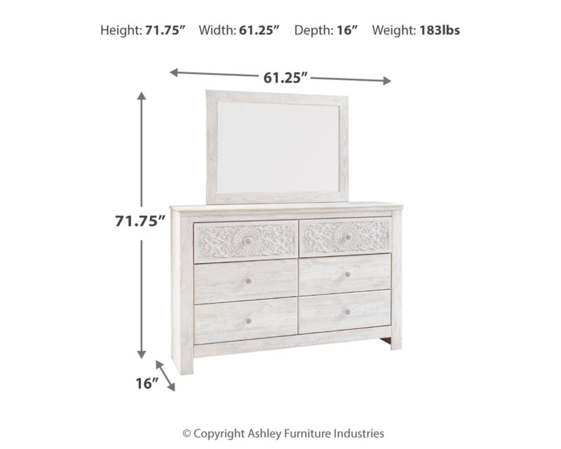 Paxberry King Panel Bed, Dresser and Mirror