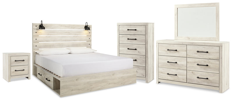 Cambeck King Panel Storage Bed, Dresser, Mirror, Chest and Nightstand