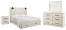 Cambeck King Panel Storage Bed, Dresser, Mirror and Nightstand