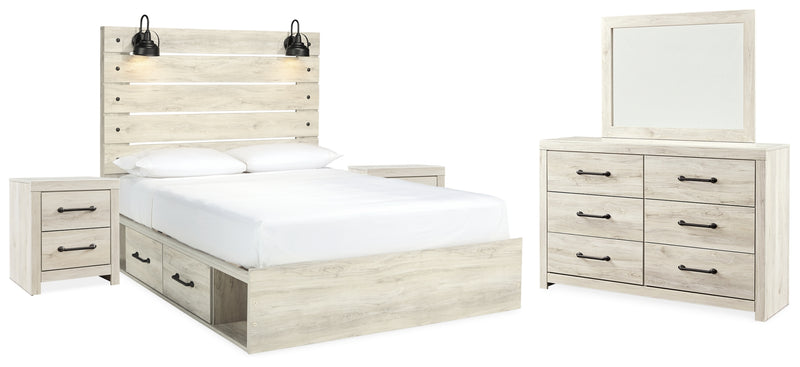 Cambeck Queen Panel Bed with Storage, Dresser, Mirror and 2 Nightstands