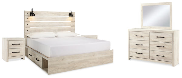 Cambeck King Storage Bed, Dresser, Mirror and 2 Nightstands