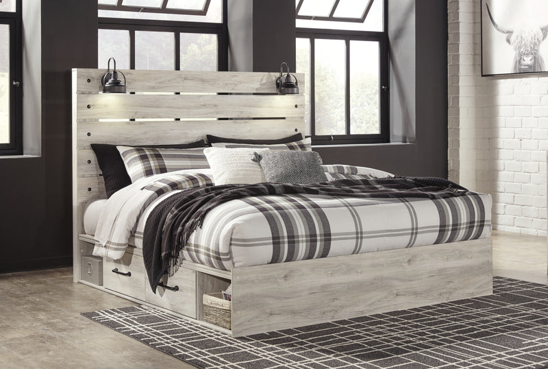 Cambeck King Panel Storage Bed. Dresser and Nightstand