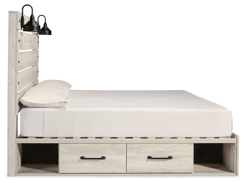 Cambeck King Panel Bed with 2 Side Storage, Dresser, Mirror, and Nightstand