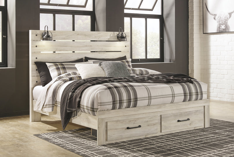 Cambeck King Panel Storage Bed, Dresser, Mirror and Nightstand