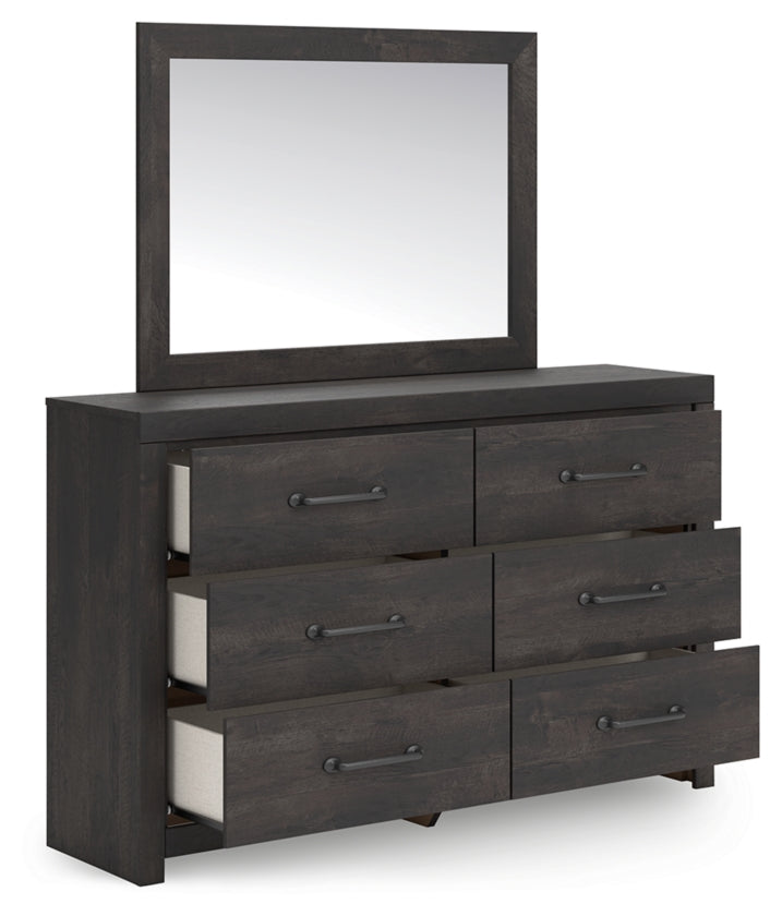 Hollivern Twin Panel Bed, Dresser and Mirror