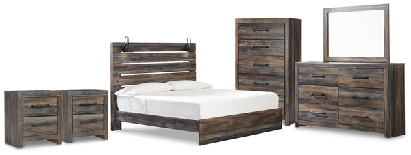 Drystan King Panel Bed, Dresser, Mirror and 2 Nightstands