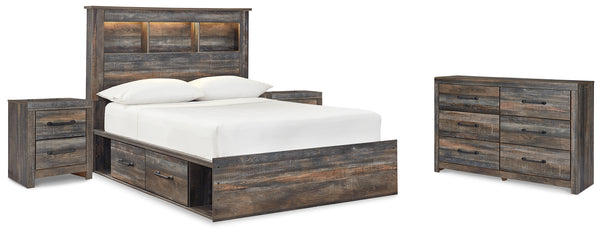 Drystan Twin Bookcase Bed with 2 sided Storage, Dresser and Nightstand