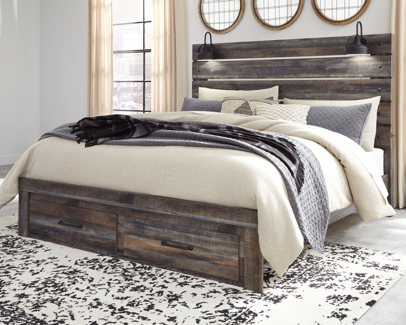 Drystan Queen Panel Bed with 2 Storage Drawers (Bed Size: King)