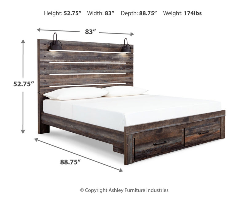 Drystan Queen Panel Bed with 2 Storage Drawers (Bed Size: King)