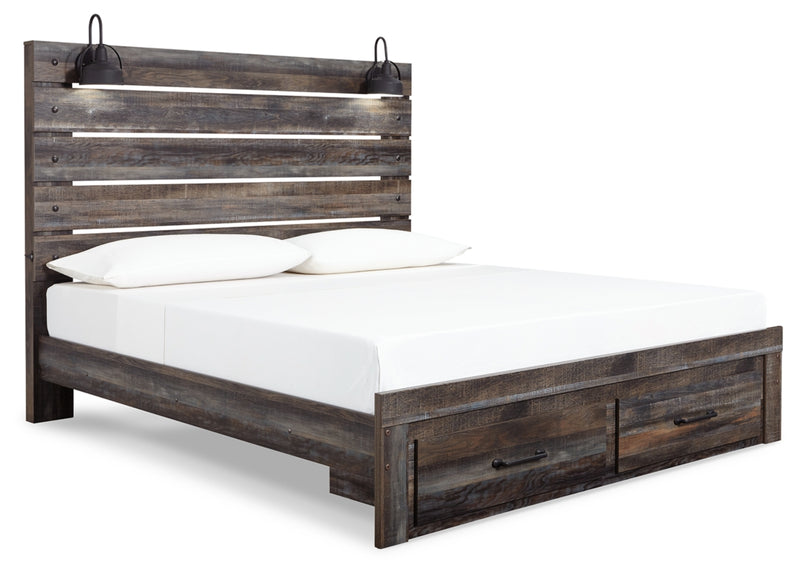 Drystan Queen Panel Bed with 2 Storage Drawers (Bed Size: King)
