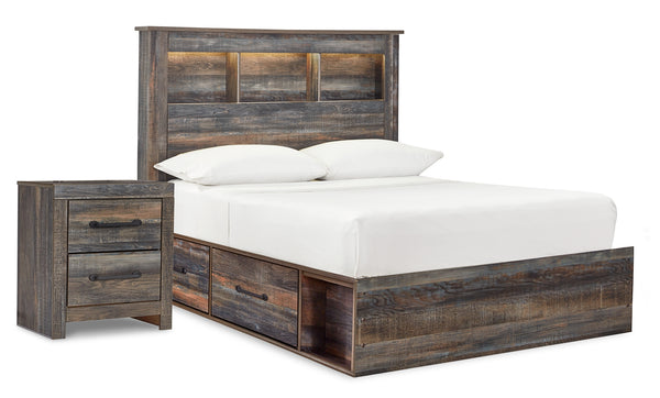 Drystan Full Bookcase Bed with 2 Sided Storage and Nightstand