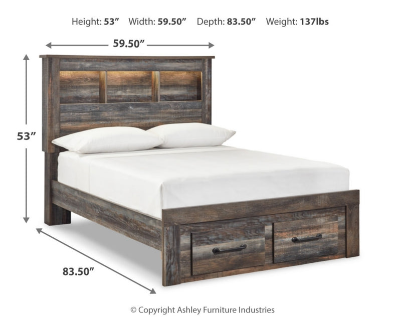 Drystan Full Bookcase Bed with 2 Storage Drawers