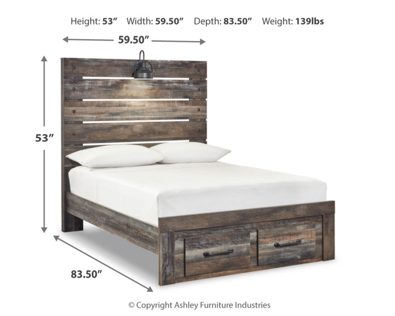 Drystan Full Panel Storage Bed, Dresser, Mirror and Nightstand