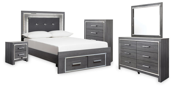 Lodanna Full Storage Bed, Dresser, Mirror, Chest and Nightstand