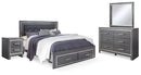 Lodanna King Storage Bed, Dresser, Mirror and 2 Nightstands