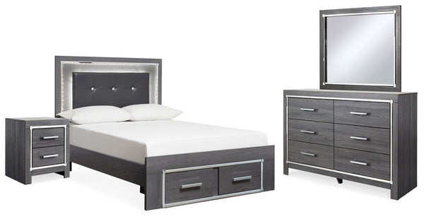Lodanna Full Storage Bed, Dresser, Mirror and 2 Nightstands