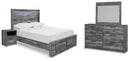 Baystorm Full Storage Bed, Dresser, Mirror and Nightstand