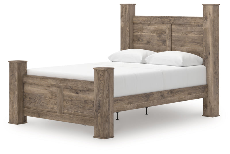 Rusticott Queen Poster Bed, Dresser and Nightstand