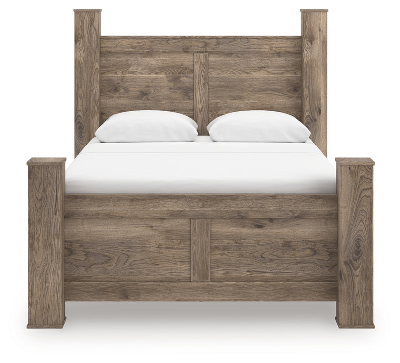Rusticott Queen Poster Bed, Dresser and Nightstand