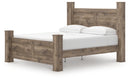 Rusticott King Poster Bed, Dresser and Nightstand