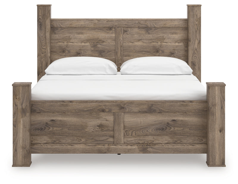 Rusticott King Poster Bed, Dresser and Nightstand