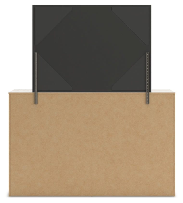 Lawroy Queen Panel Bed with Storage, Dresser and Mirror