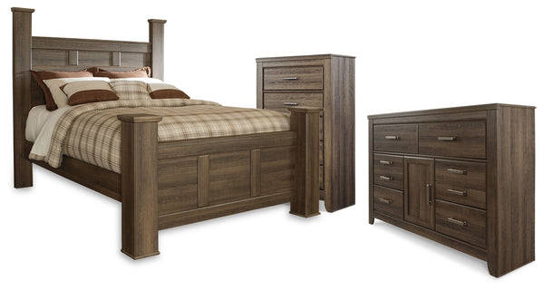 Juararo Queen Poster Bed, Dresser and Chest