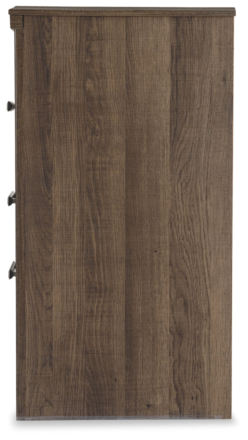 Juararo California King Panel Bed, Dresser, Mirror, Chest and Nightstand