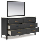 Cadmori Queen Upholstered Panel Bed, Dresser and Mirror