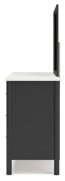 Cadmori Queen Upholstered Panel Bed, Dresser and Mirror