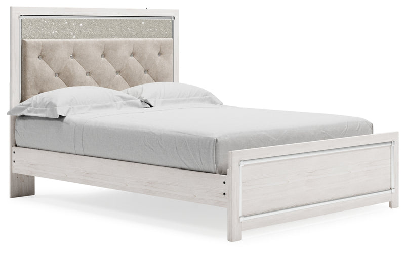 Altyra Queen Upholstered Panel Bed, Dresser, Mirror, Chest and Nightstand