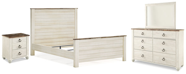 Willowton Queen Panel Bed, Dresser, Mirror, and Nightstand