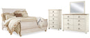 Willowton King Sleigh Bed, Dresser, Mirror and Chest
