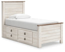 Willowton Twin Panel Bed with 2 Storage Drawers