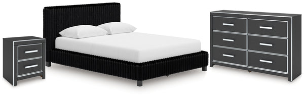 Zuraleus Queen Upholstered Bed, Dresser and Nightstand