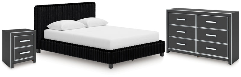 Zuraleus Queen Upholstered Bed, Dresser and Nightstand