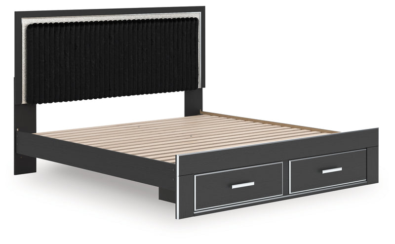 Zuraleus King Upholstered Panel Platform Storage Bed