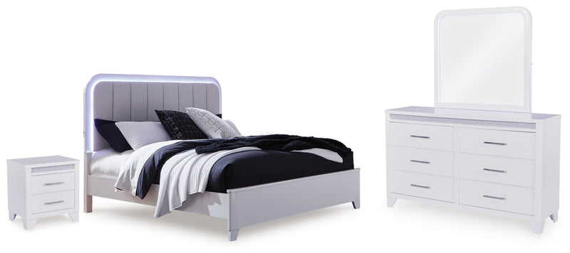 Jarlee Queen Panel Bed, Dresser, Mirror and Nightstand