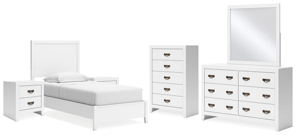 Binterglen Twin Panel Bed, Dresser, Mirror, Chest and 2 Nightstands