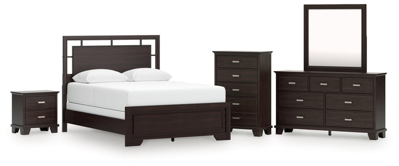 Covetown Queen Panel Bed, Dresser, Mirror, Chest and Nightstand