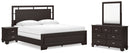 Covetown King Panel Bed, Dresser, Mirror and Nightstand
