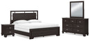 Covetown King Panel Bed, Dresser, Mirror and Nightstand