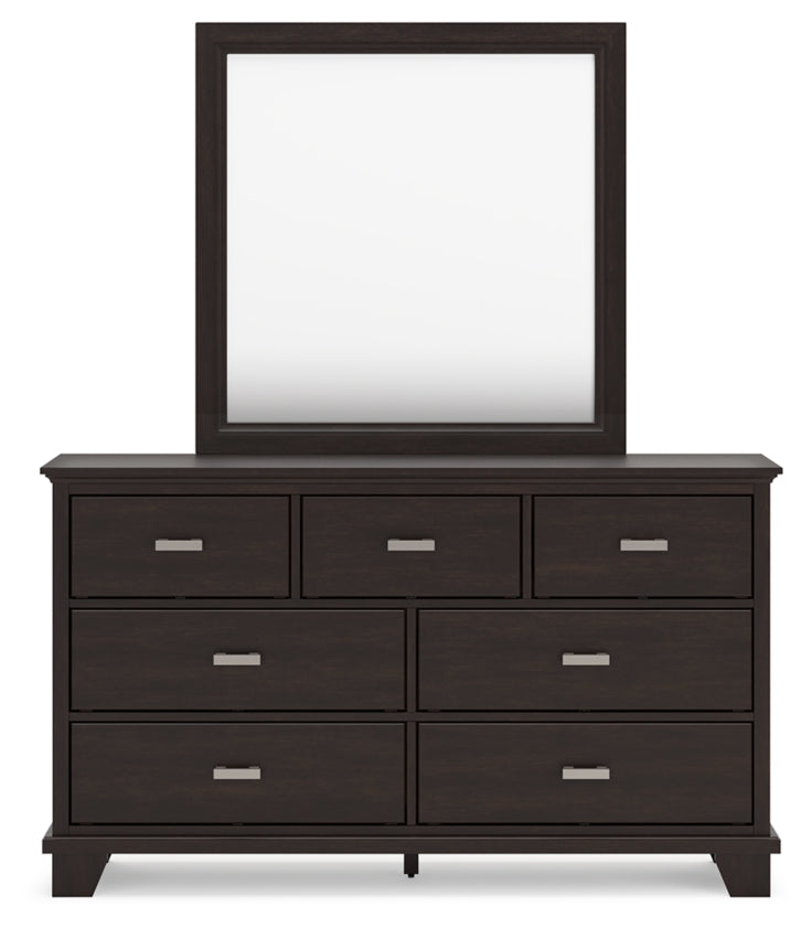 Covetown King Panel Bed, Dresser, Mirror and Nightstand