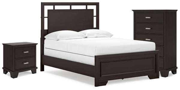 Covetown Full Panel Bed, Chest and Nightstand