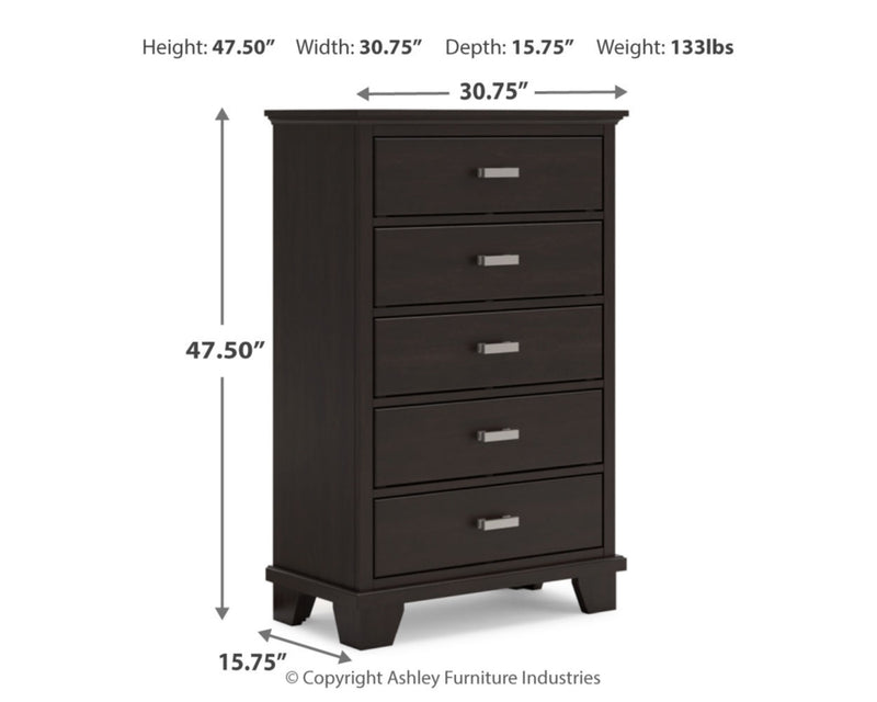 Covetown Full Panel Bed, Chest and Nightstand